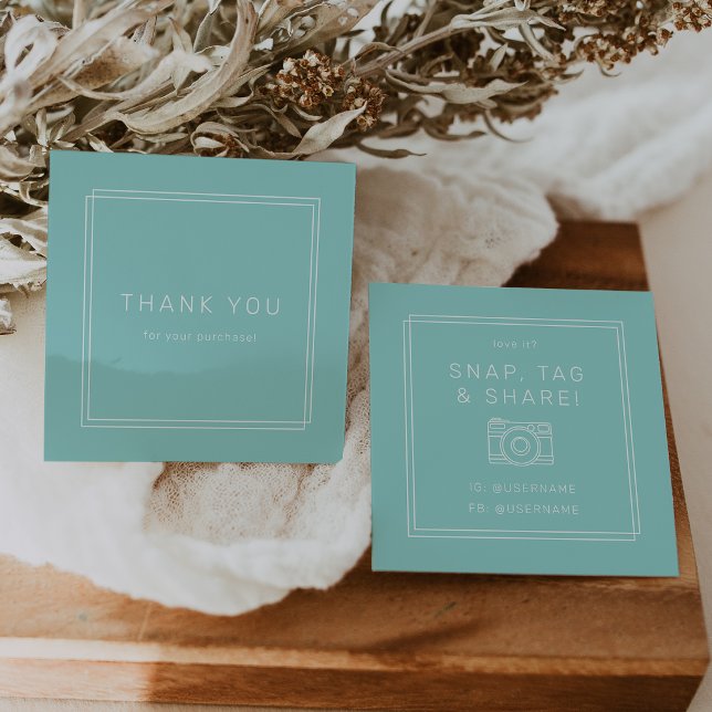 AVERY Moderne Étiquette Snap Partage Merci (AVERY Modern Mint Green Snap Tag Share Thank You)