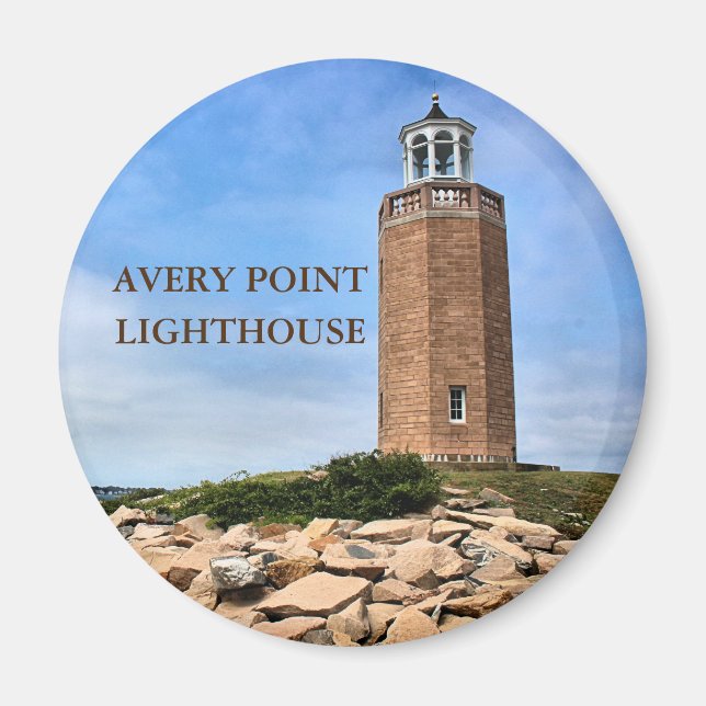Avery Point Lighthouse, Connecticut Round Magnet (Devant)