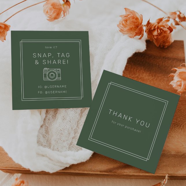 AVERY Rustique Étiquette Snap Partage Merci (AVERY Rustic Dark Green Snap Tag Share Thank You)