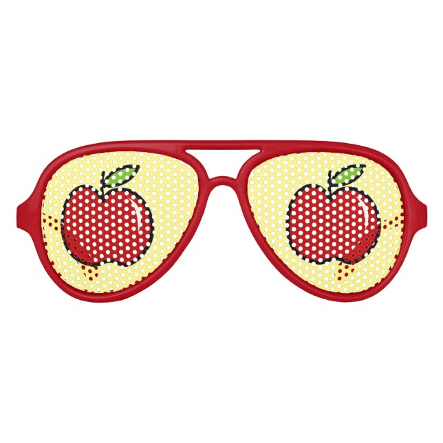 Aviateur Fête aux fruits de pomme rouge amusant lunettes de (Devant)