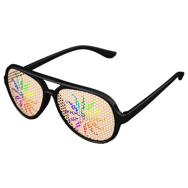 Aviateur Lunettes de fête - Feuilles de roue couleur (Angle)