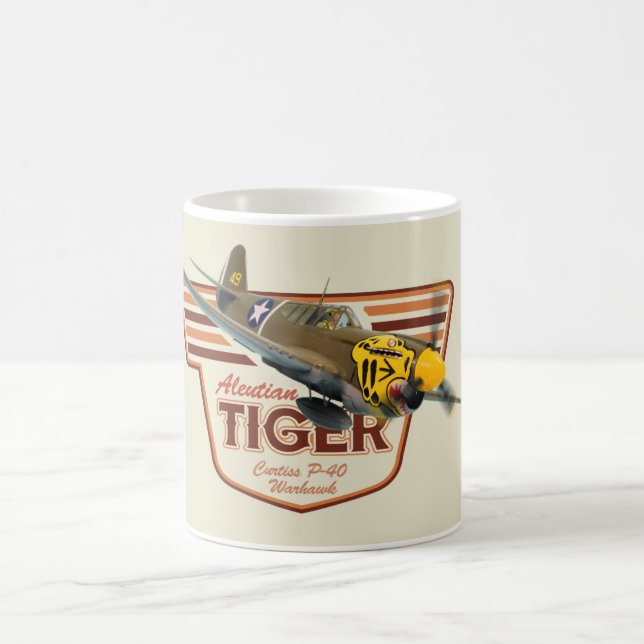 Aviation Art Mug " P-40 Warhawk　Aleutian Tiger" (Centre)