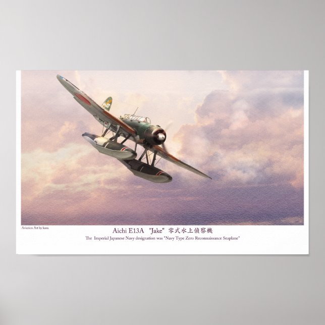 Aviation Art Poster "Aichi E13A "Jake" (Devant)