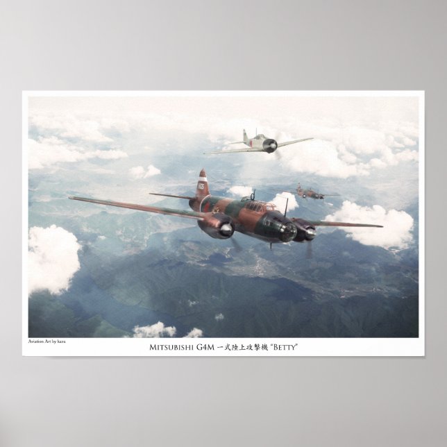 Aviation Art Poster "Mitsubishi G4M Betty" (Devant)