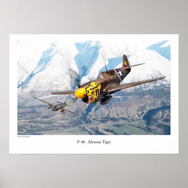 Aviation Art Poster "P-40 Aleutian Tiger" (Devant)