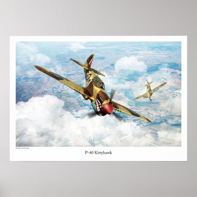 Aviation Art Poster "P-40  Kittyhawk" (Devant)