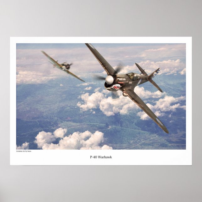 Aviation Art Poster "P-40 Warhawk" (Devant)