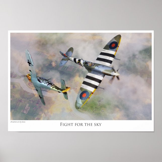 Aviation art Poster "Spitfire vs BF109” (Devant)