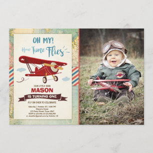 Avion Anniversaire Invitation Heure des vols Avion