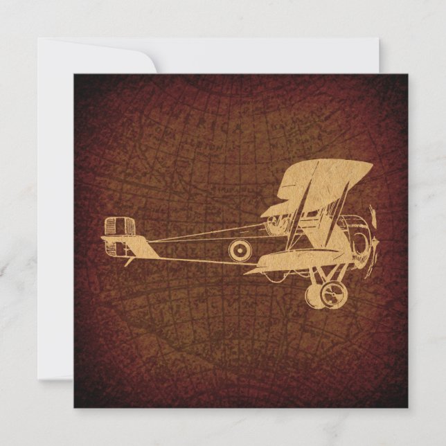 Avion antique vintage Biplane avec carte (Devant)
