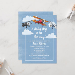 Avion Aventure bébé garçon douche Invitation
