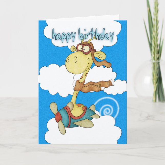 Avion / Avion Giraffe Carte d'anniversaire - Enfan (Devant)