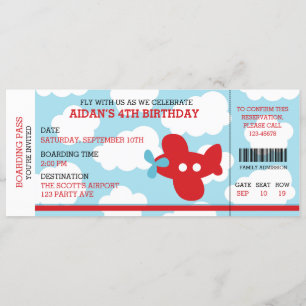 Avion de billet de carte d'embarquement