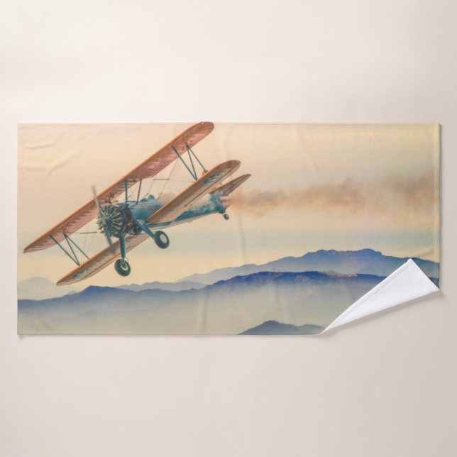 Avion d'hélice à double étage (Serviette de bain)