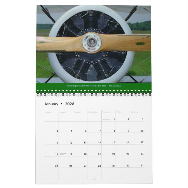 Avion moteur calendrier 15 mois 2012 (Jan 2026)