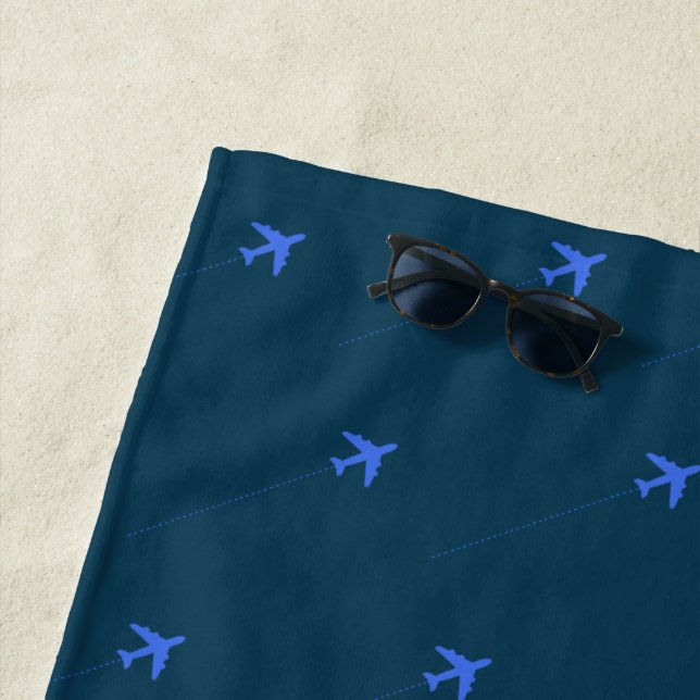 avion motif bleu serviette de plage pour un pilote (En situation)