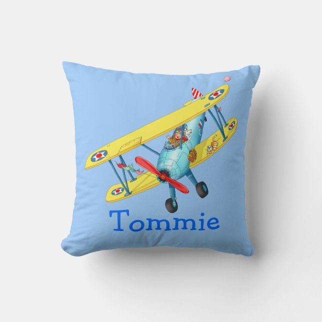 Avion nommé d'enfants - coussin customisé (Recto)