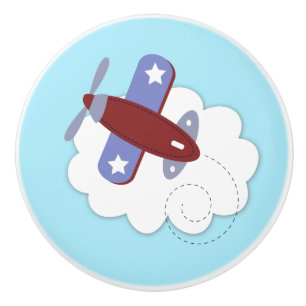 Avion Petit Aviateur Céramique Bouton tiroir timon