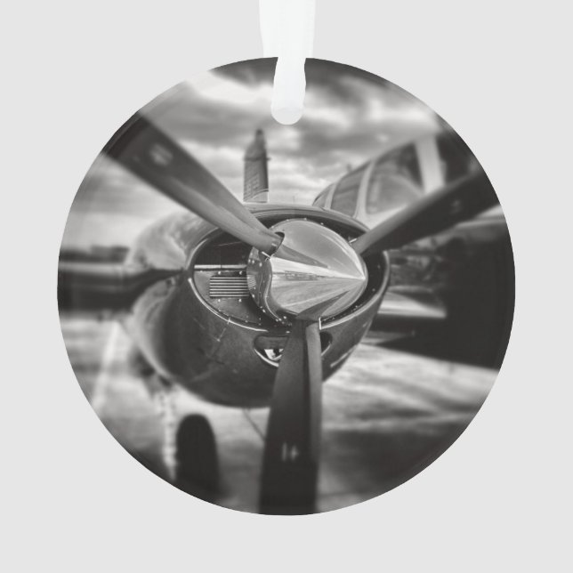 Avion propulseur noir et blanc (dos)