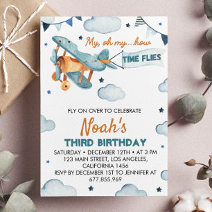 Avion vintage Anniversaire Invitation Vol