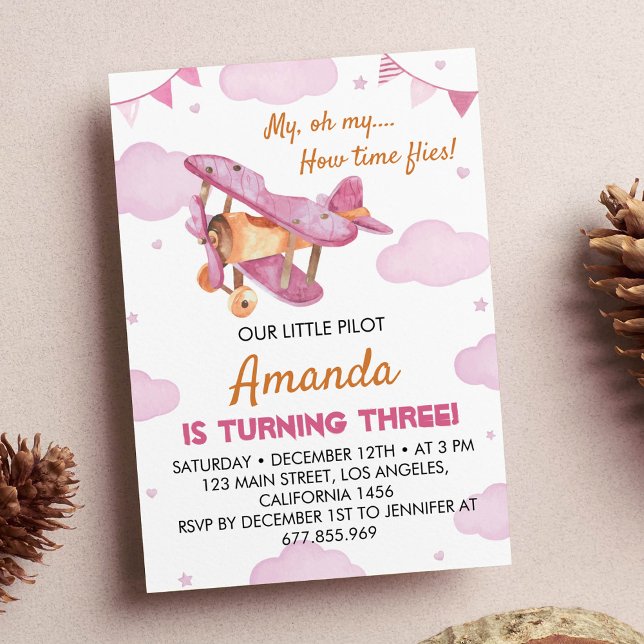 Avion vintage Anniversaire Invitation Vol (Créateur téléchargé)