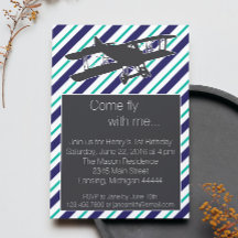 Avion Vintage de la marine Turquoise Invitation d'