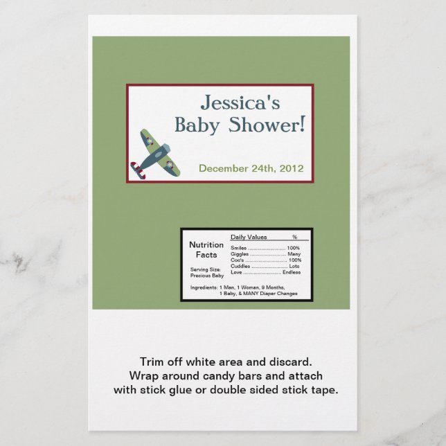 Avion vintage Grand Wrapper Barre à Bonbons (Devant)