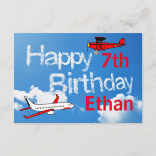 Avions 3x5dans le ciel - Invitation d'anniversaire