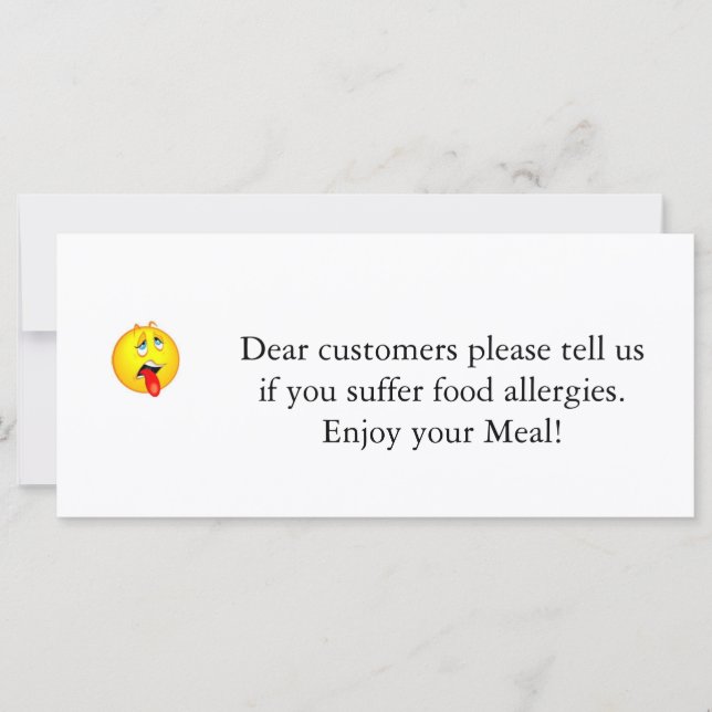 Avis d'allergie de restaurant v2.0 (Devant)