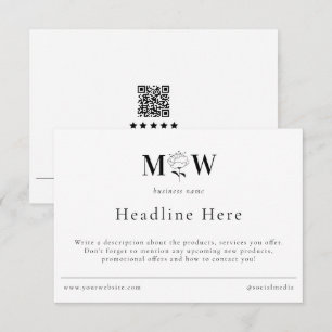 Avis Merci Carton d'Insertion Floral Monogramme In