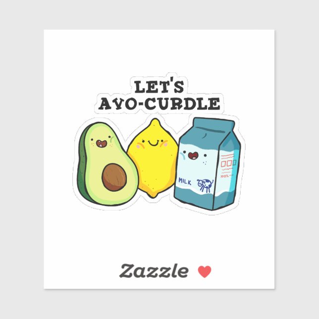 Avo-Curdle Funny Food Pun Vinyl Sticker (Feuille)