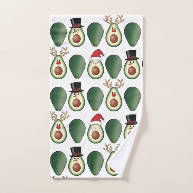 Avocado de Noël Frosty, Rudolph et Père Noël (Serviette à main)