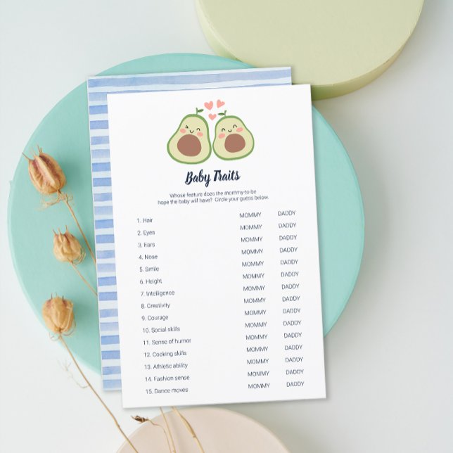 Avocado Hommes Baby showers neutres Traits bébé (Avocado Gender Neutral Baby Shower Baby Traits)