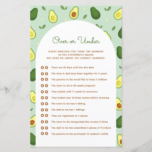Avocado Over or Under Baby shower Game