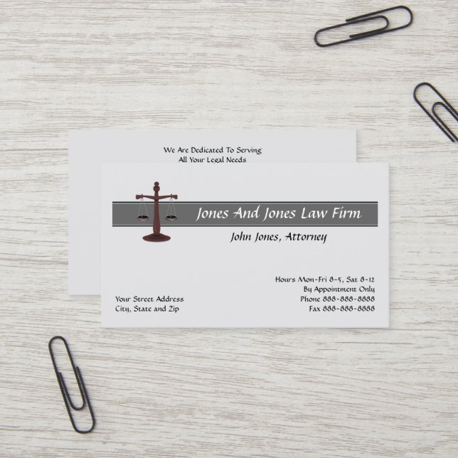 Avocat de droit Carte de visite (Devant/Arrière en situation)