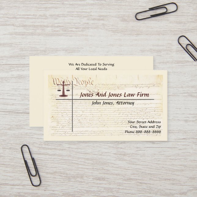 Avocat de droit Carte de visite (Devant/Arrière en situation)