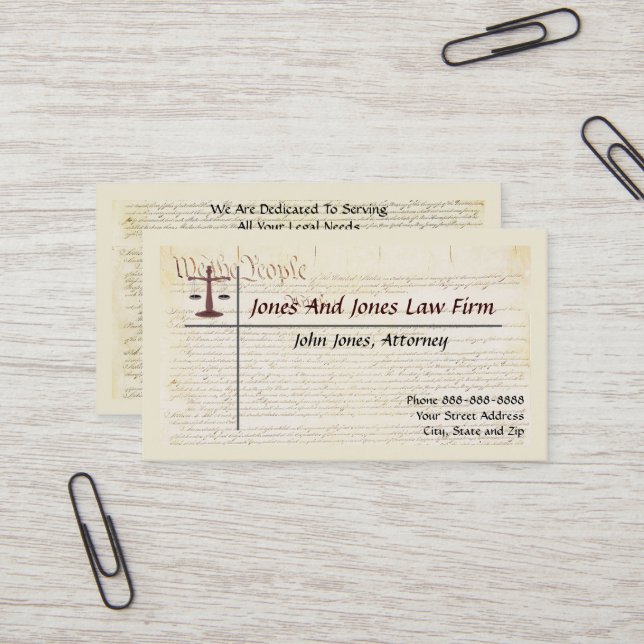 Avocat de droit Carte de visite (Devant/Arrière en situation)