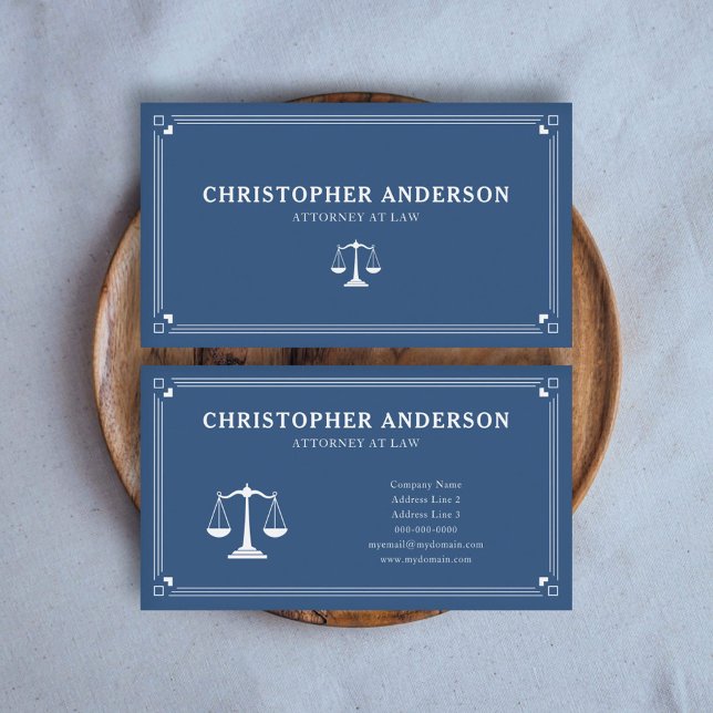 Avocat élégant à Law Carte de visite bleu (Elegant Attorney at Law Blue Business Card)