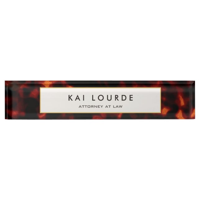 Avocat élégant Tortoiseshell Bureau Nom Plaque (Devant)