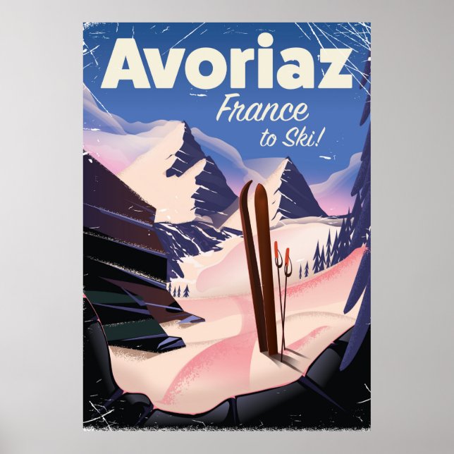 Avoriaz, affiche de voyage de ski français (Devant)