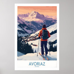 Avoriaz France Impression d'art de ski Affiche du