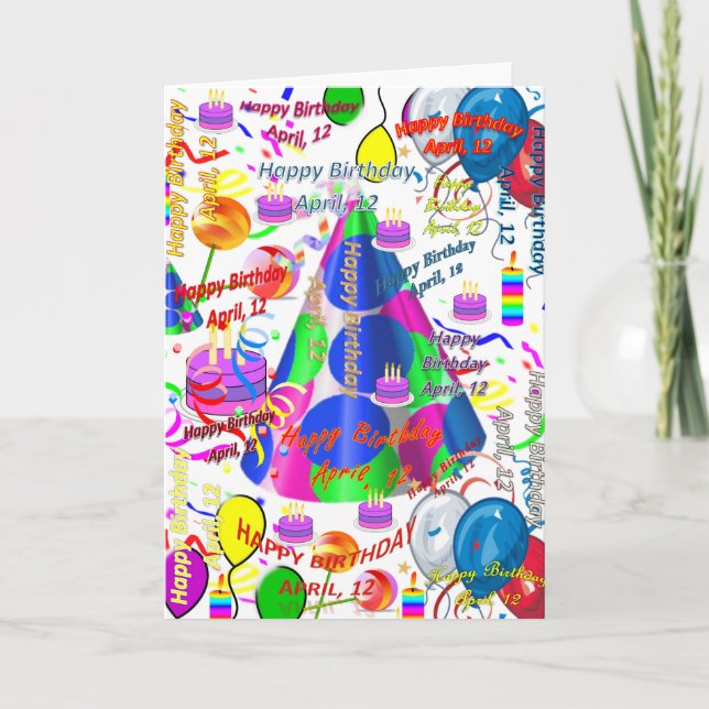 Avril, 12 Anniversaire Carte de voeux pliée (Devant)