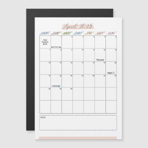 Avril 2025 Calendrier magnétique