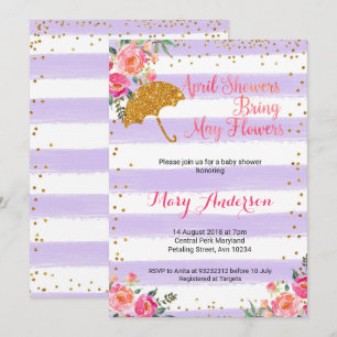 Avril Douches Invitation Baby shower Lilac Purple