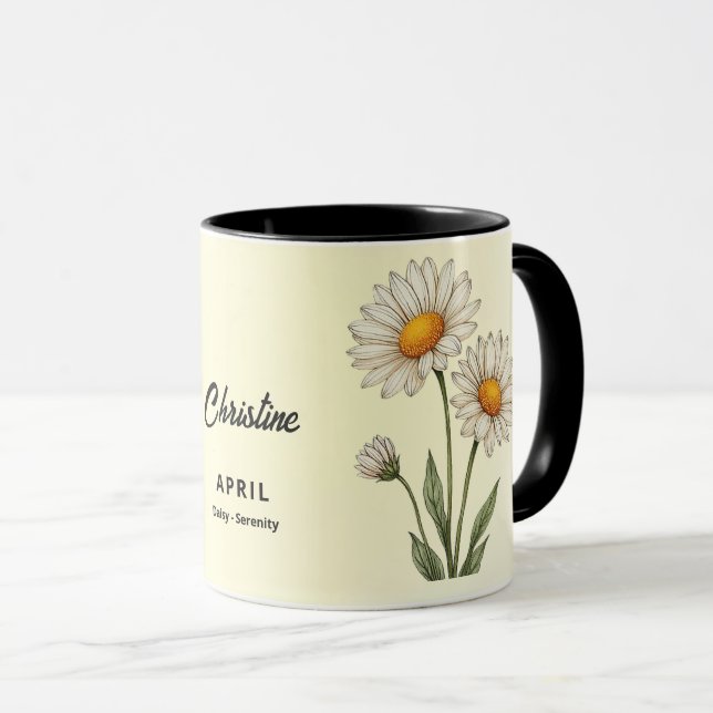 Avril Mois de naissance Fleur Custom Café Mug (Devant droit)
