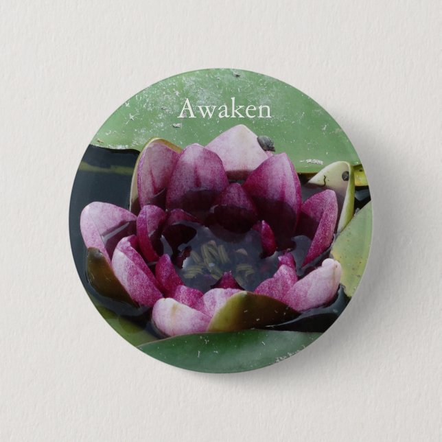 Awaken Lotus Fleur Photo Badge Ronde (Devant)