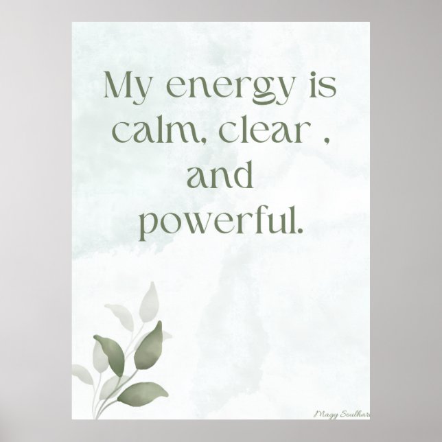 Awakening Energy Inspirational Floral Poster (Devant)