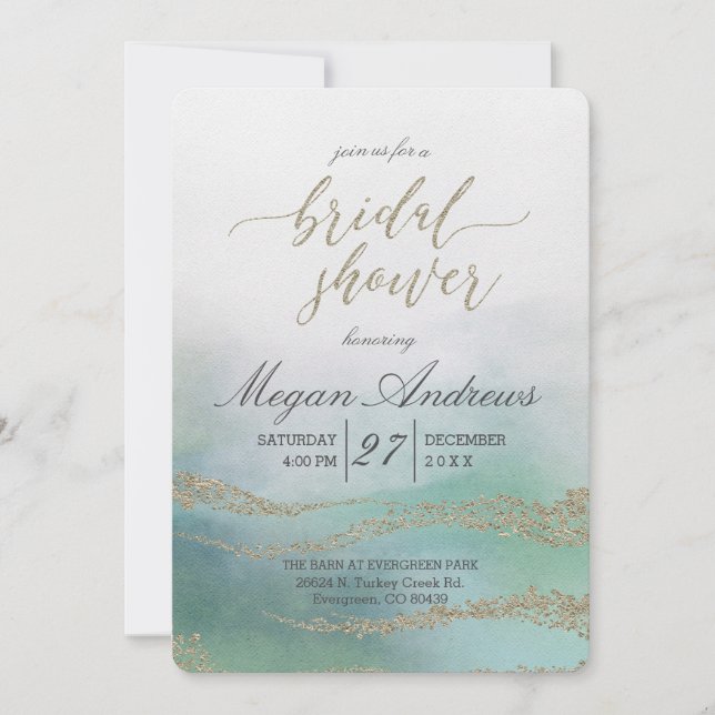 Awash Elegant Aquarelle Bridal Show Invitation (Devant)