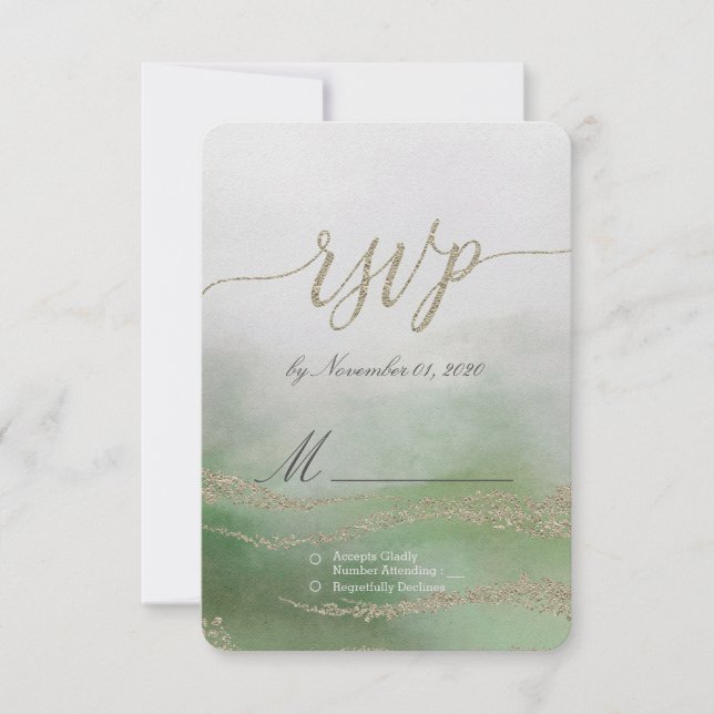 Awash Elegant Aquarelle dans Foliage Wedding RSVP (Devant)