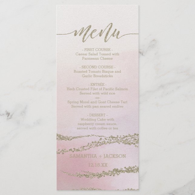 Awash Elegant Watercolor dans le menu Mariage Blus (Devant)